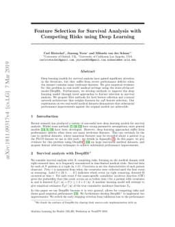 Feature Selection for Survival Analysis with Competing Risks using Deep
  Learning