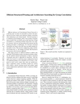 Efficient Structured Pruning and Architecture Searching for Group
  Convolution