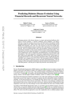 Predicting Diabetes Disease Evolution Using Financial Records and
  Recurrent Neural Networks