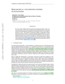 Hierarchical visuomotor control of humanoids