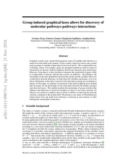 Group induced graphical lasso allows for discovery of molecular
  pathways-pathways interactions