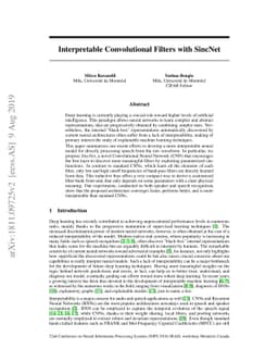 Interpretable Convolutional Filters with SincNet