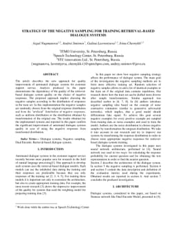 Strategy of the Negative Sampling for Training Retrieval-Based Dialogue
  Systems