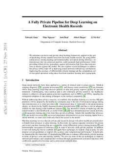 A Fully Private Pipeline for Deep Learning on Electronic Health Records