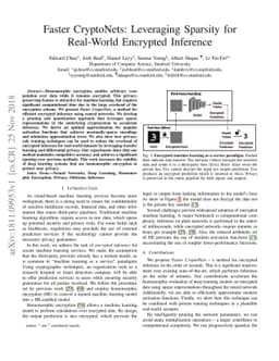 Faster CryptoNets: Leveraging Sparsity for Real-World Encrypted
  Inference
