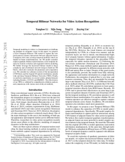 Temporal Bilinear Networks for Video Action Recognition