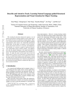 Describe and Attend to Track: Learning Natural Language guided
  Structural Representation and Visual Attention for Object Tracking
