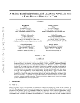 A Model-Based Reinforcement Learning Approach for a Rare Disease
  Diagnostic Task
