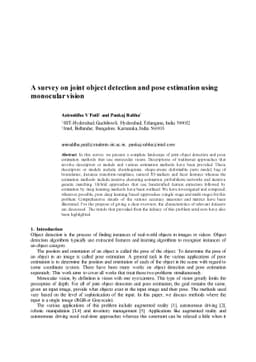 A Survey on Joint Object Detection and Pose Estimation using Monocular
  Vision