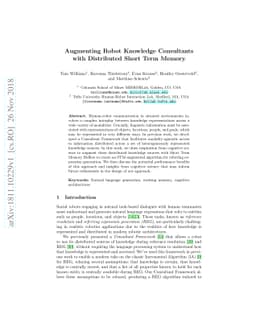 Augmenting Robot Knowledge Consultants with Distributed Short Term
  Memory