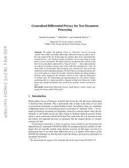 Generalised Differential Privacy for Text Document Processing