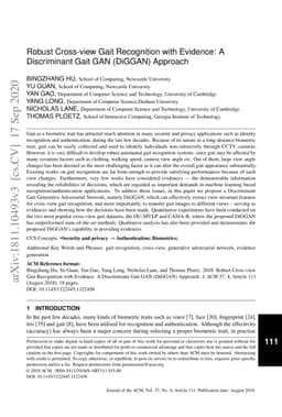 Robust Cross-View Gait Recognition with Evidence: A Discriminant Gait
  GAN (DiGGAN) Approach