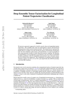 Deep Ensemble Tensor Factorization for Longitudinal Patient Trajectories
  Classification