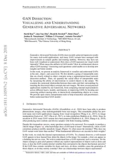GAN Dissection: Visualizing and Understanding Generative Adversarial
  Networks