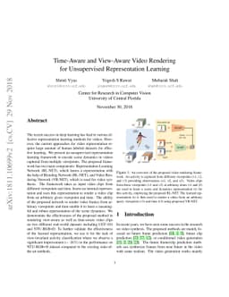 Time-Aware and View-Aware Video Rendering for Unsupervised
  Representation Learning