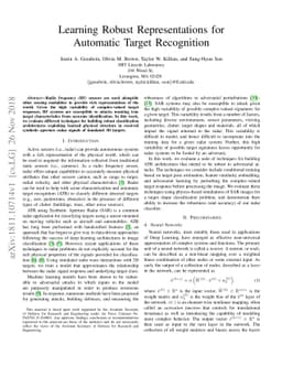 Learning Robust Representations for Automatic Target Recognition