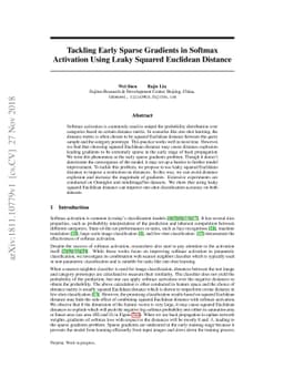 Tackling Early Sparse Gradients in Softmax Activation Using Leaky
  Squared Euclidean Distance