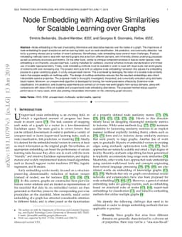 Node Embedding with Adaptive Similarities for Scalable Learning over
  Graphs