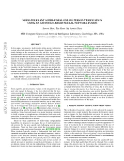 Noise-tolerant Audio-visual Online Person Verification using an
  Attention-based Neural Network Fusion