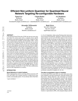 Efficient non-uniform quantizer for quantized neural network targeting
  reconfigurable hardware