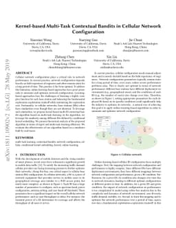 Kernel-based Multi-Task Contextual Bandits in Cellular Network
  Configuration