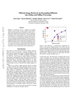 Efficient Image Retrieval via Decoupling Diffusion into Online and
  Offline Processing