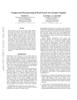 Unsupervised Post-processing of Word Vectors via Conceptor Negation