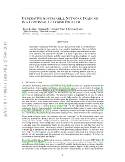 Generative Adversarial Network Training is a Continual Learning Problem