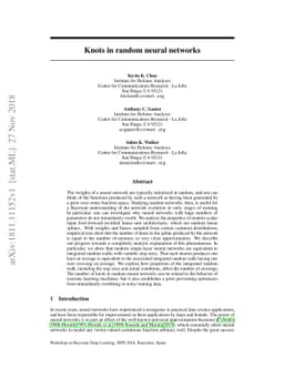 Knots in random neural networks