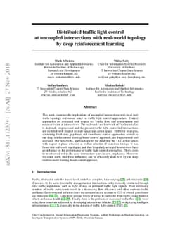 Distributed traffic light control at uncoupled intersections with
  real-world topology by deep reinforcement learning