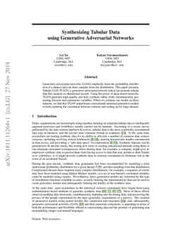 Synthesizing Tabular Data using Generative Adversarial Networks