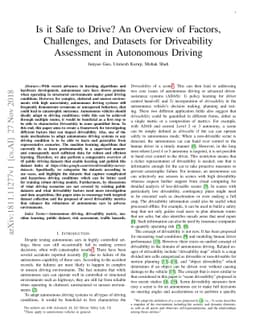 Is it Safe to Drive? An Overview of Factors, Challenges, and Datasets
  for Driveability Assessment in Autonomous Driving