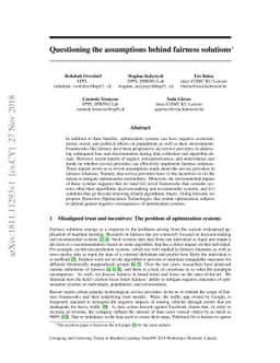 Questioning the assumptions behind fairness solutions