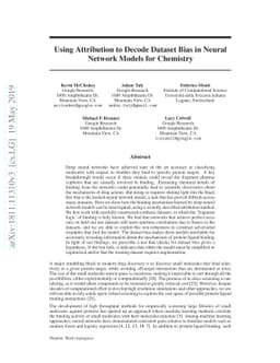 Using Attribution to Decode Dataset Bias in Neural Network Models for
  Chemistry