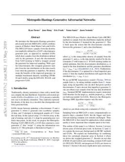 Metropolis-Hastings Generative Adversarial Networks
