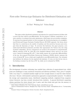 First-order Newton-type Estimator for Distributed Estimation and
  Inference