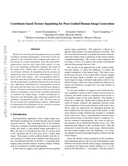 Coordinate-based Texture Inpainting for Pose-Guided Image Generation