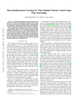 Deep Reinforcement Learning for Time Optimal Velocity Control using
  Prior Knowledge