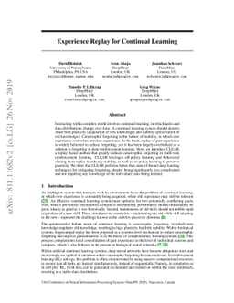 Experience Replay for Continual Learning
