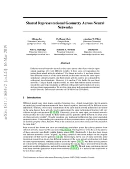 Shared Representational Geometry Across Neural Networks
