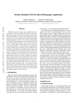 Iterative Residual CNNs for Burst Photography Applications