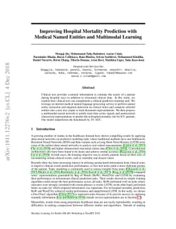 Improving Hospital Mortality Prediction with Medical Named Entities and
  Multimodal Learning