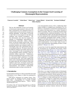 Challenging Common Assumptions in the Unsupervised Learning of
  Disentangled Representations