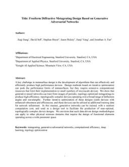 Freeform Diffractive Metagrating Design Based on Generative Adversarial
  Networks
