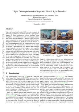 Style Decomposition for Improved Neural Style Transfer