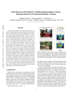 From Known to the Unknown: Transferring Knowledge to Answer Questions
  about Novel Visual and Semantic Concepts