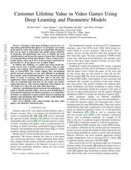 Customer Lifetime Value in Video Games Using Deep Learning and
  Parametric Models