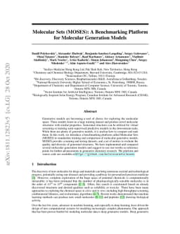 Molecular Sets (MOSES): A Benchmarking Platform for Molecular Generation
  Models