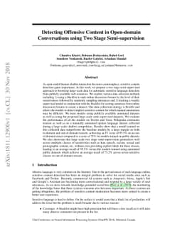 Detecting Offensive Content in Open-domain Conversations using Two Stage
  Semi-supervision
