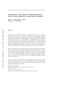 Learning from a tiny dataset of manual annotations: a teacher/student
  approach for surgical phase recognition